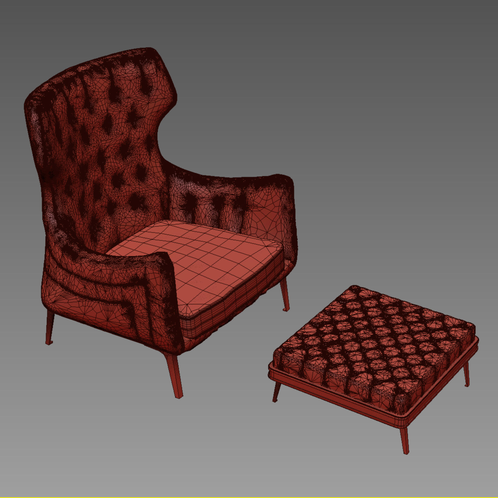 Armchair lounge chair and ottoman 3D model_7