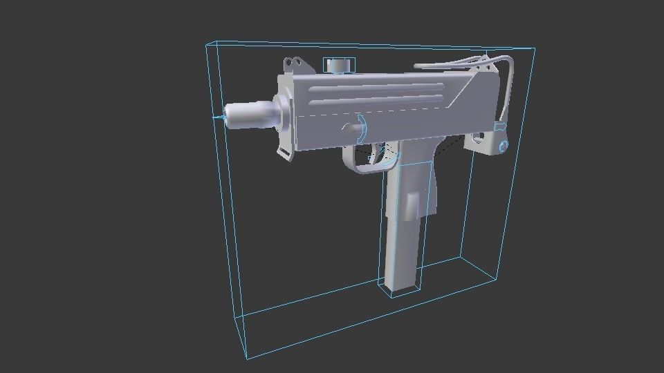 Mac 10 Sub Machine Gun Low-poly 3D model_9