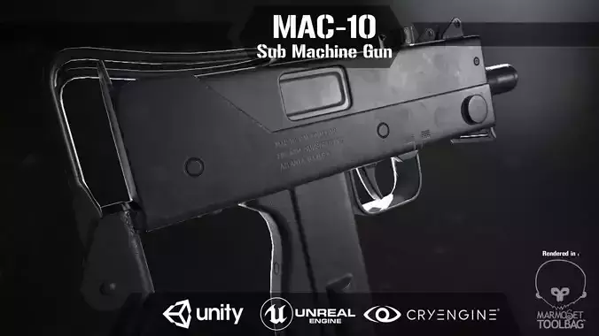 Mac 10 Sub Machine Gun Low-poly 3D model
