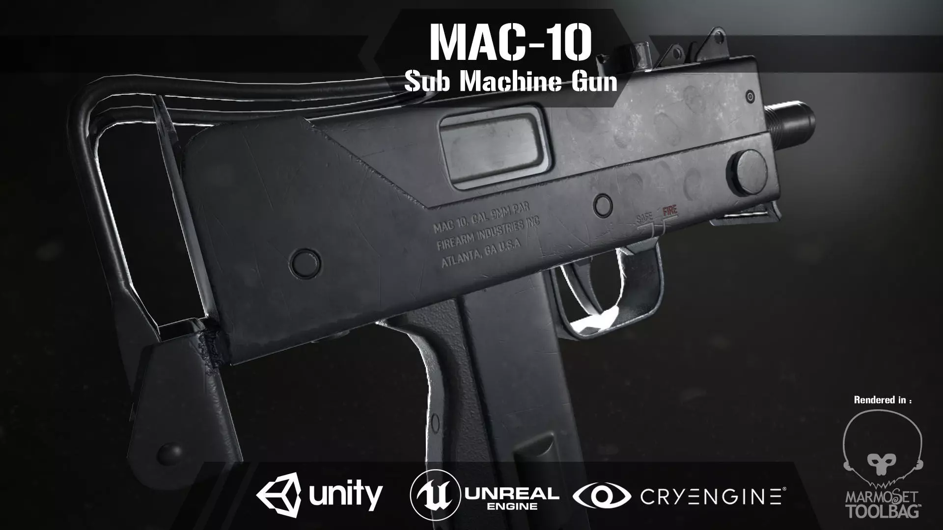 Mac 10 Sub Machine Gun Low-poly 3D model_0