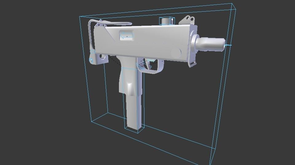 Mac 10 Sub Machine Gun Low-poly 3D model_8