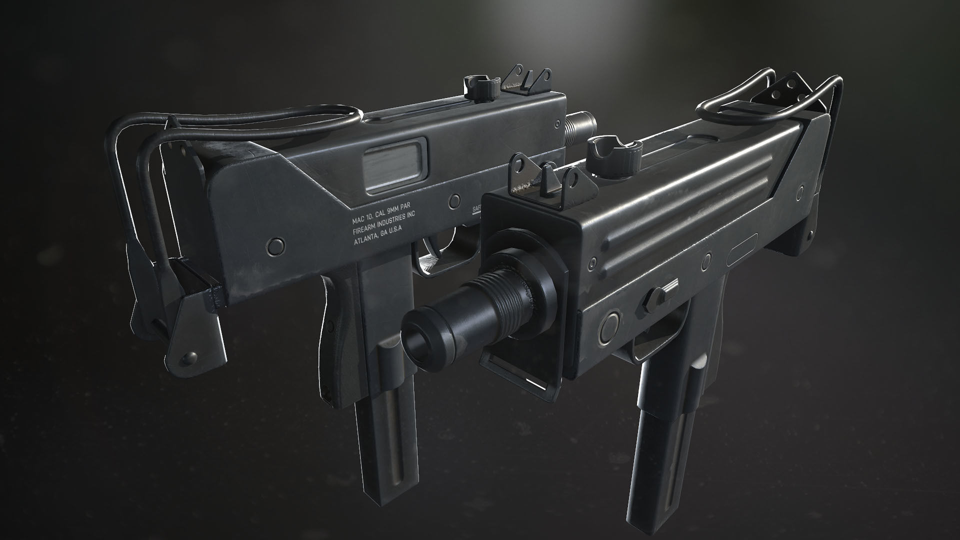Mac 10 Sub Machine Gun Low-poly 3D model_5