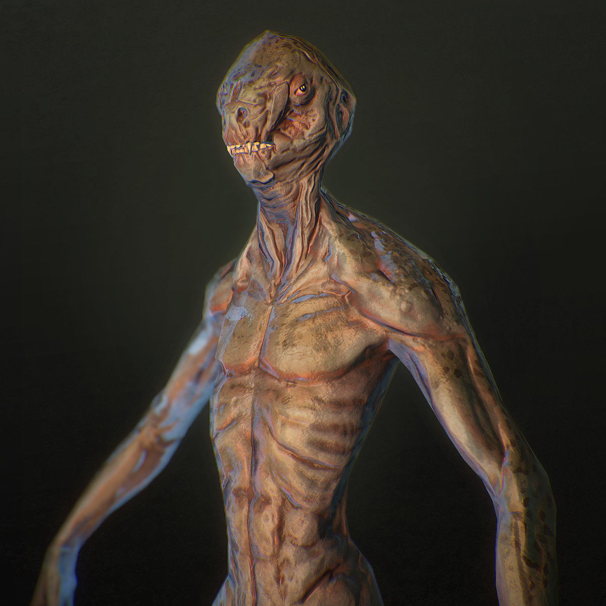 Character Reptile Animation Rig Low-poly 3D model_3