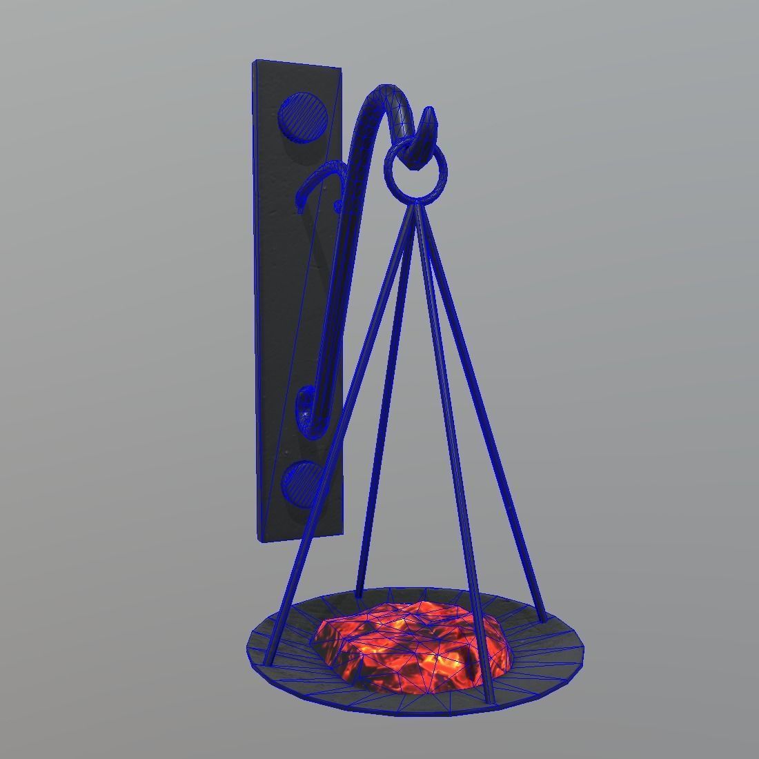 Torch scale hanging on wall Low-poly 3D model_9