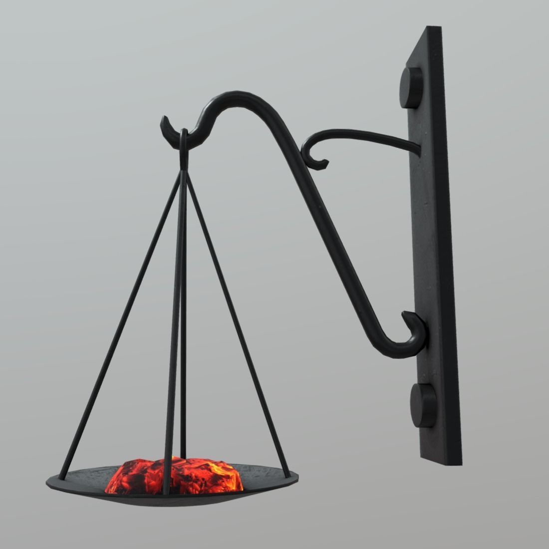 Torch scale hanging on wall Low-poly 3D model_4