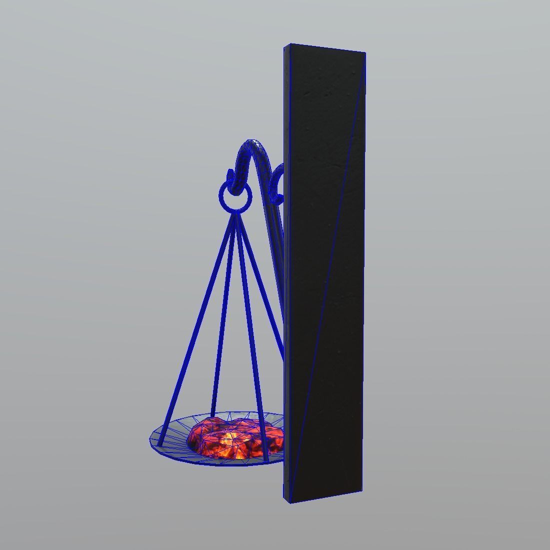 Torch scale hanging on wall Low-poly 3D model_6