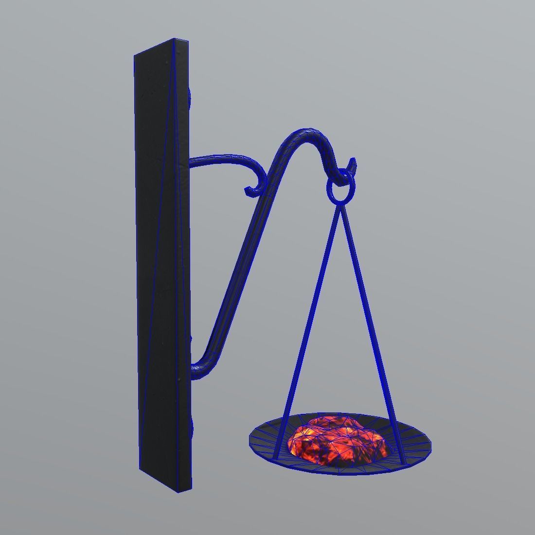 Torch scale hanging on wall Low-poly 3D model_7