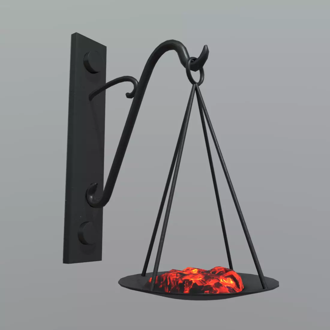 Torch scale hanging on wall Low-poly 3D model_0