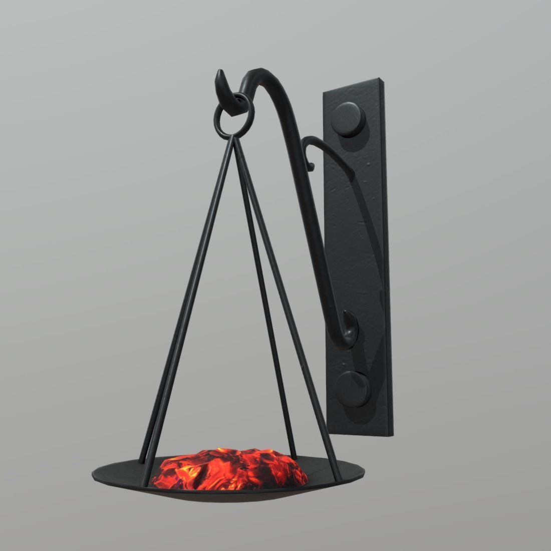Torch scale hanging on wall Low-poly 3D model_3