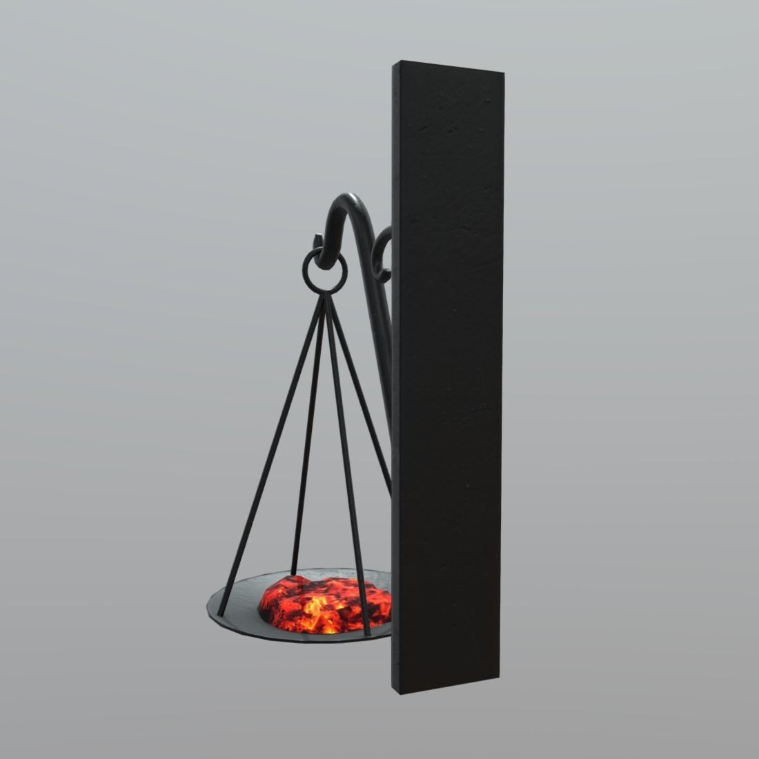 Torch scale hanging on wall Low-poly 3D model_5