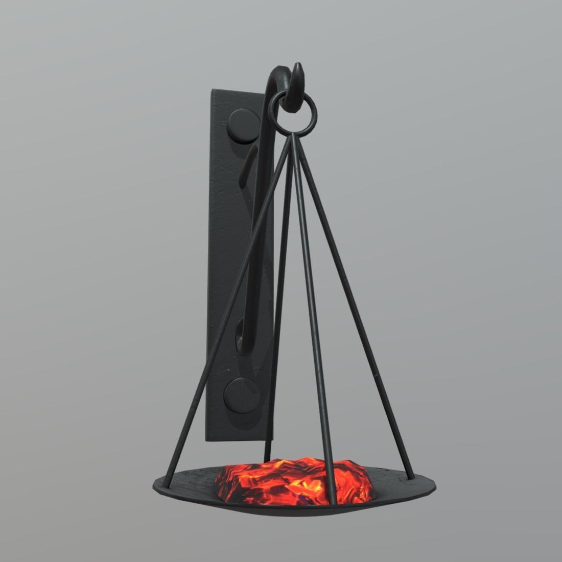 Torch scale hanging on wall Low-poly 3D model_2