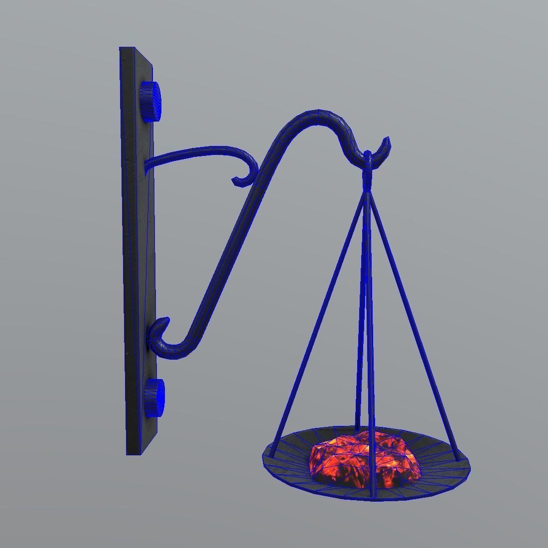 Torch scale hanging on wall Low-poly 3D model_8