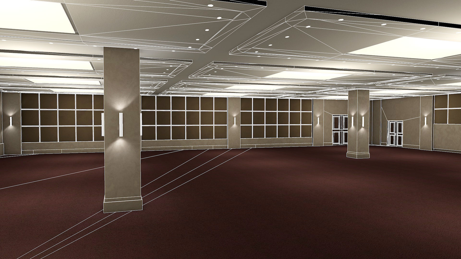 Hotel Conference Hall Low-poly 3D model_2