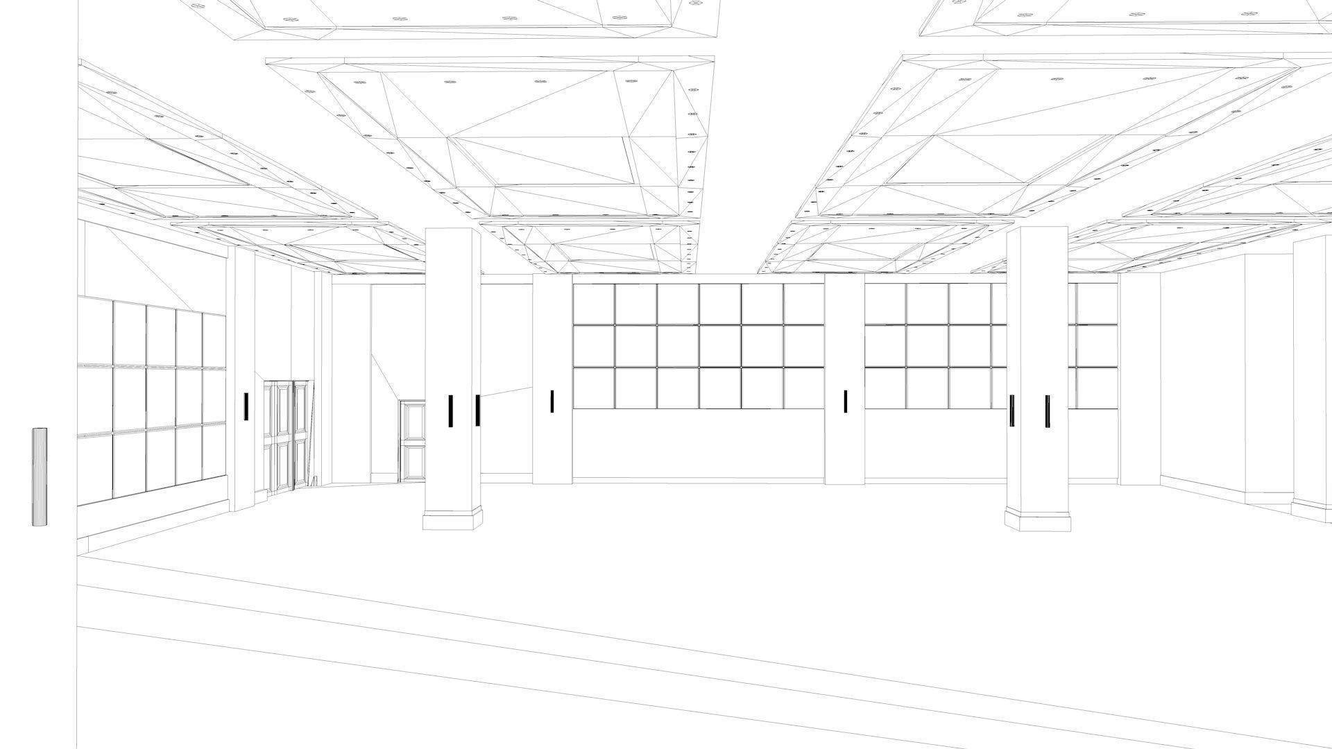 Hotel Conference Hall Low-poly 3D model_6