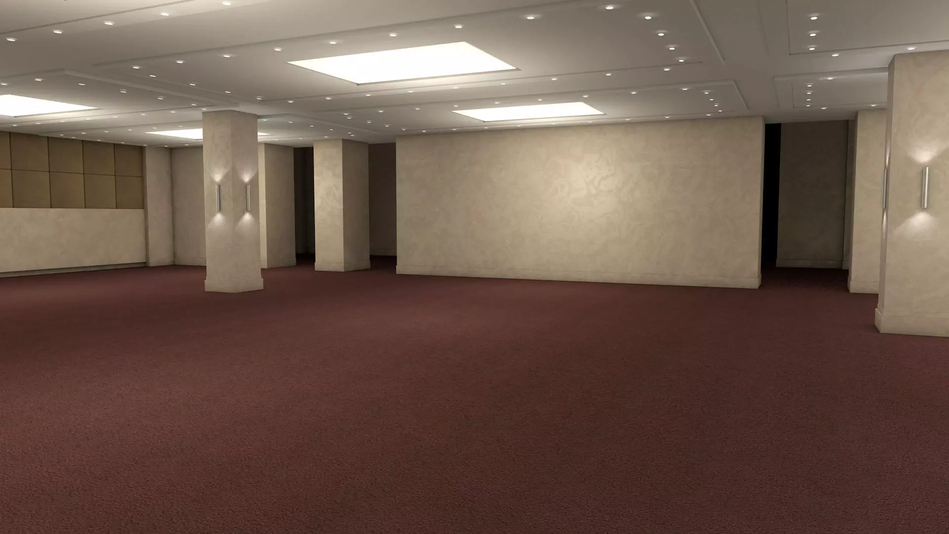 Hotel Conference Hall Low-poly 3D model_0