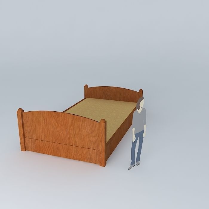 Platform Bed with Drawers Free 3D model_1