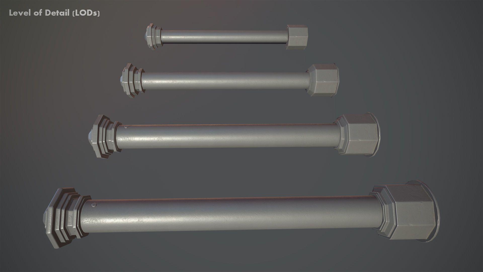 Barrier Bollard pack 3 Gray v1 Low-poly 3D model_19