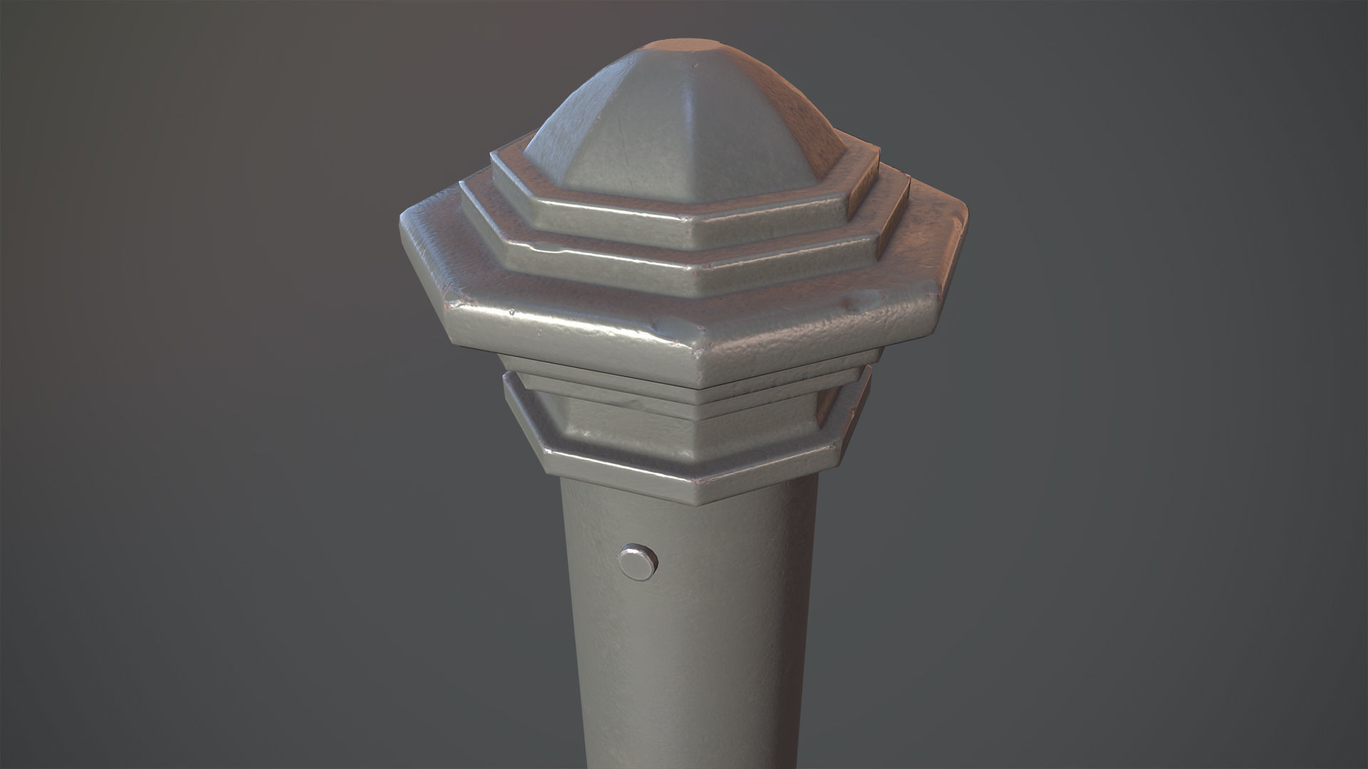 Barrier Bollard pack 3 Gray v1 Low-poly 3D model_4