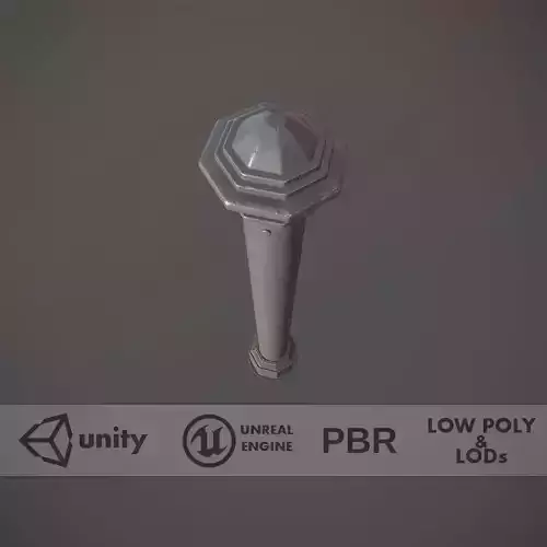 Barrier Bollard pack 3 Gray v2 Low-poly 3D model