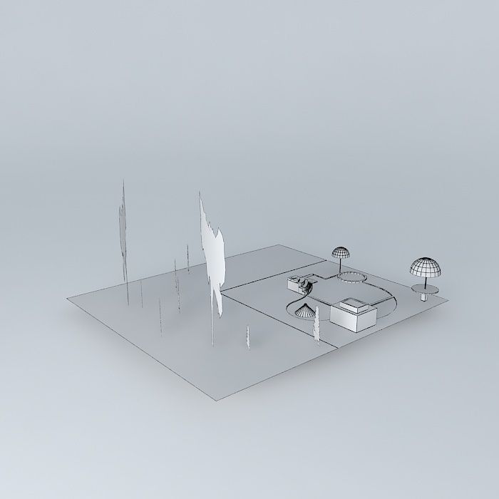 Natural Pool, Fish Farm with Landscaping Free 3D model_4