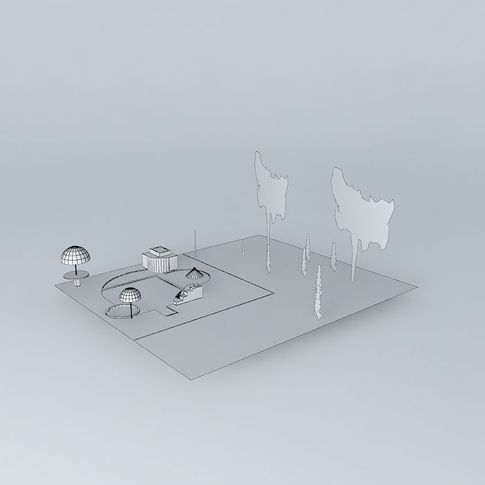 Natural Pool, Fish Farm with Landscaping Free 3D model_3