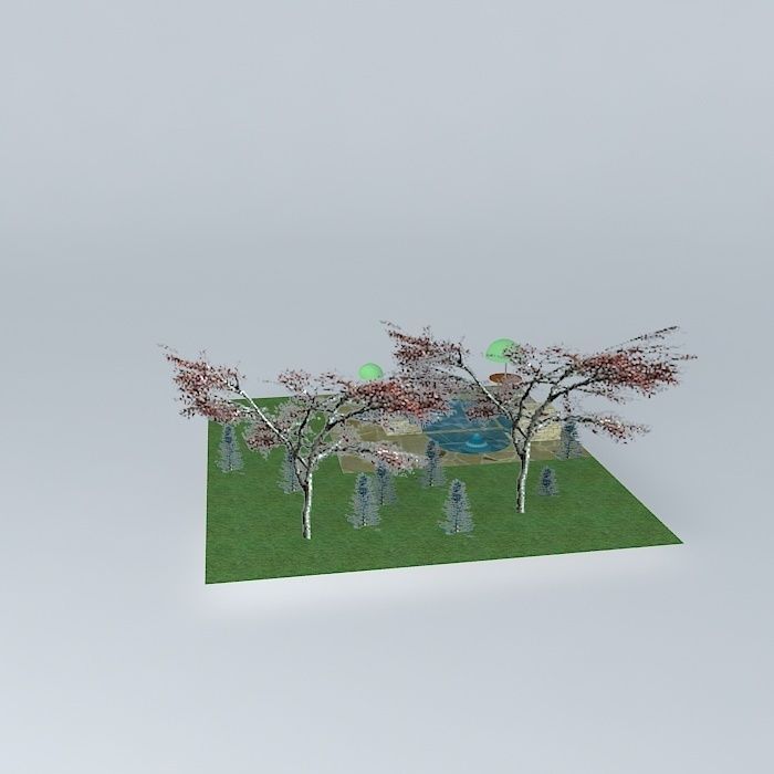 Natural Pool, Fish Farm with Landscaping Free 3D model_2