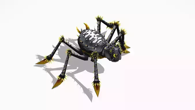 Animated Funny Cartoon Insect Grey Spider Low-poly 3D model