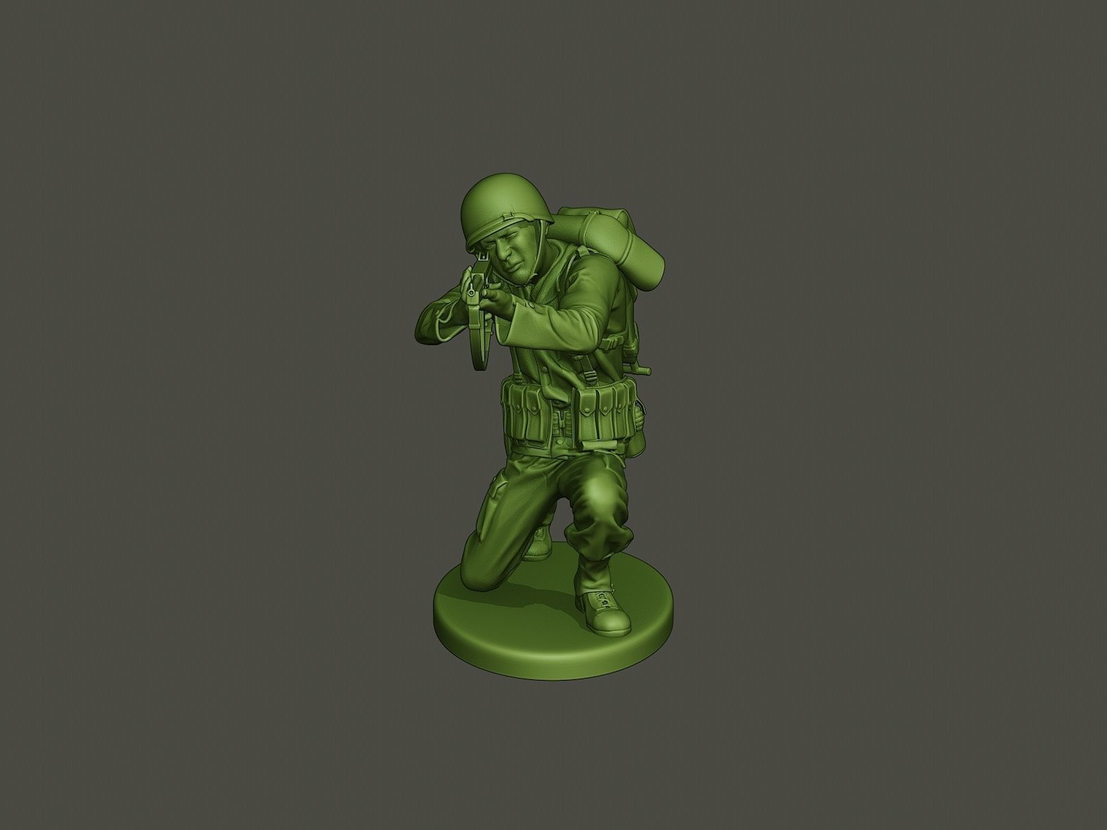 American soldier ww2 Shoot crouched A2 3D print model_16