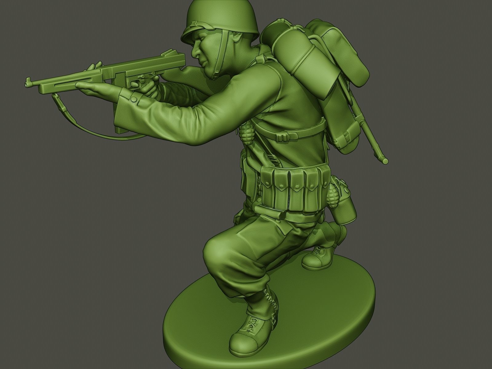American soldier ww2 Shoot crouched A2 3D print model_20