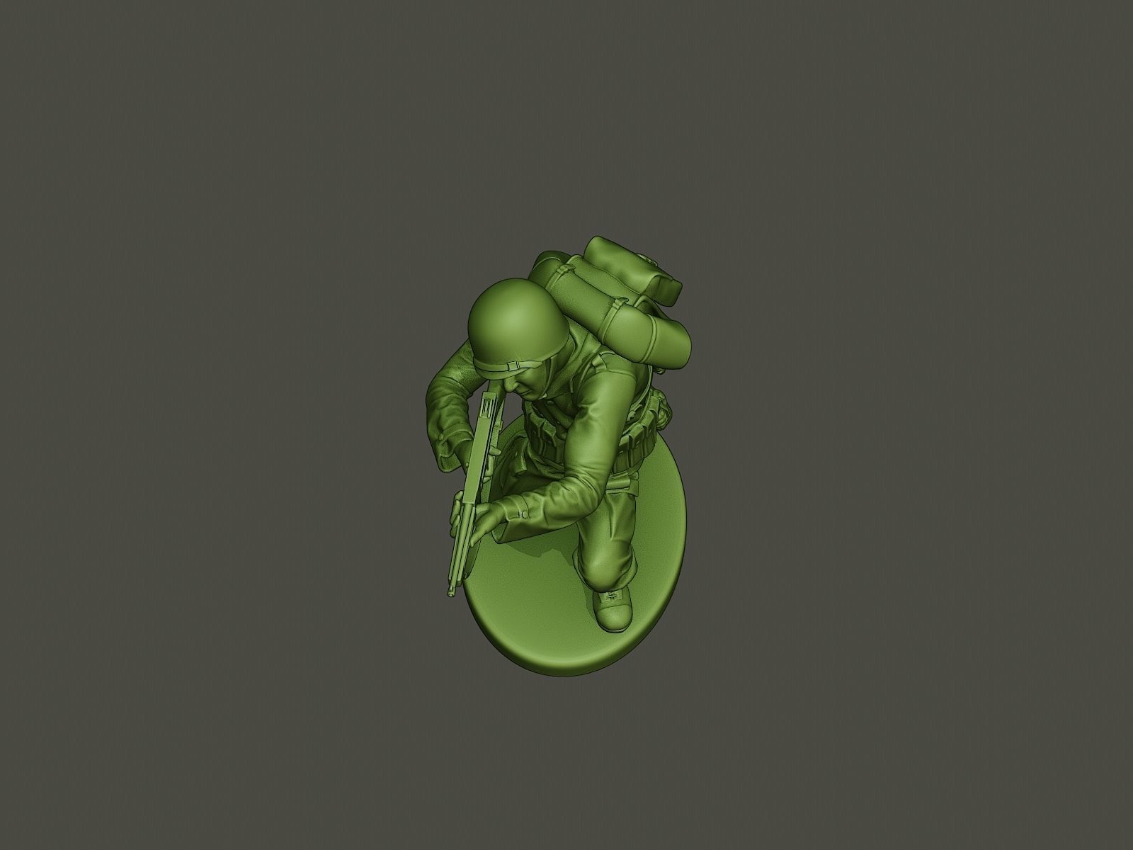 American soldier ww2 Shoot crouched A2 3D print model_7