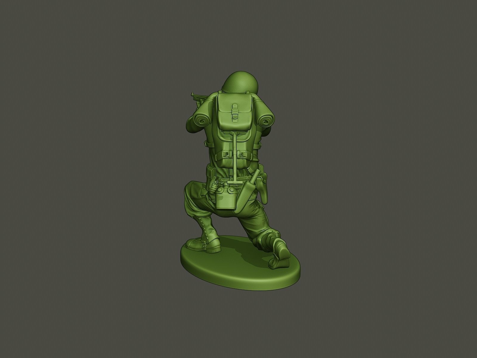 American soldier ww2 Shoot crouched A2 3D print model_4