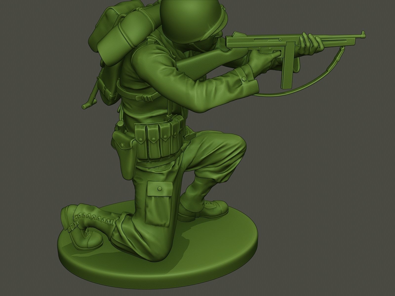American soldier ww2 Shoot crouched A2 3D print model_9