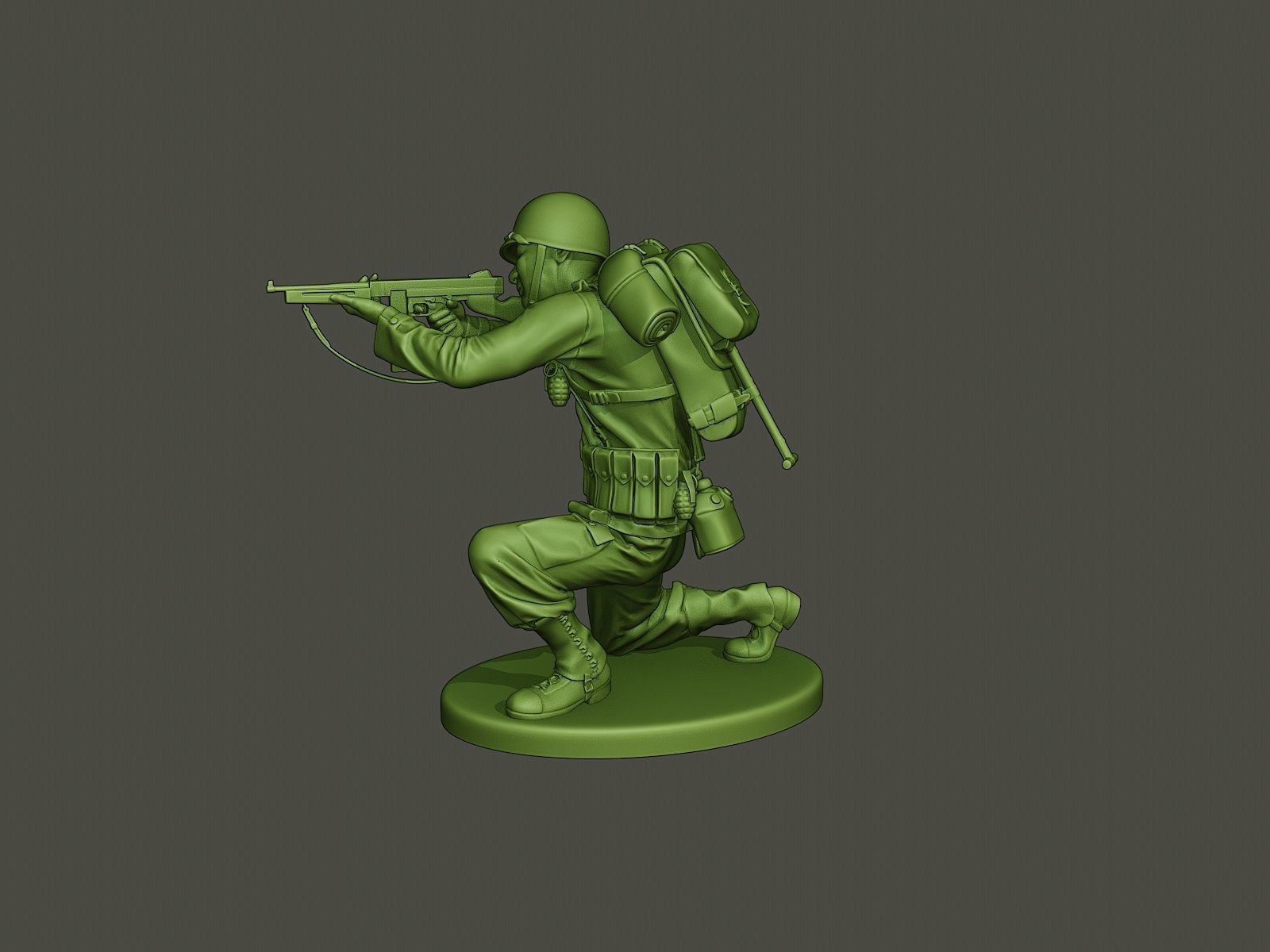 American soldier ww2 Shoot crouched A2 3D print model_2