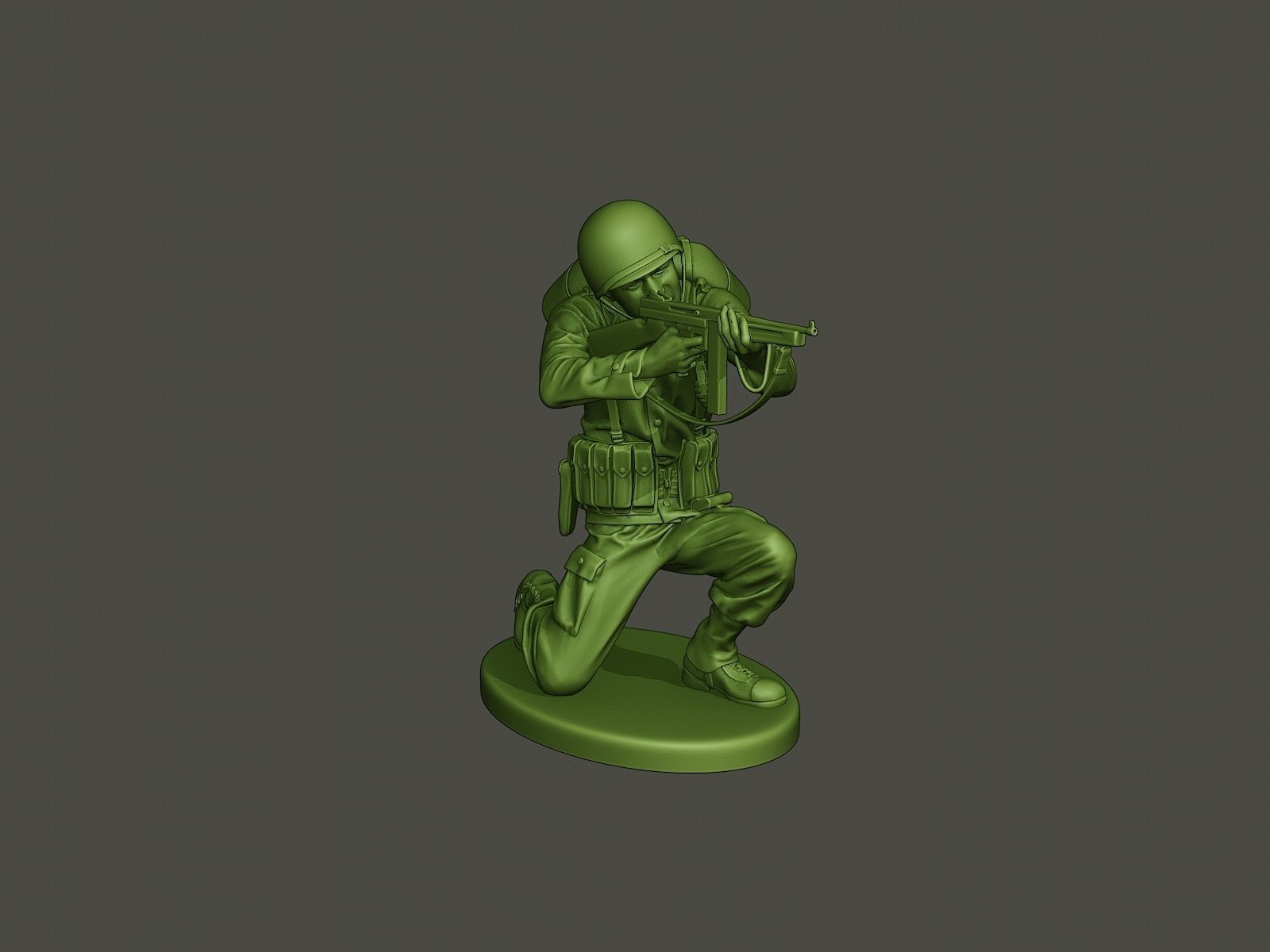 American soldier ww2 Shoot crouched A2 3D print model_14