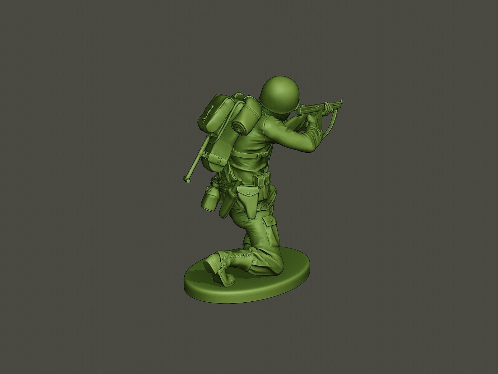 American soldier ww2 Shoot crouched A2 3D print model_6
