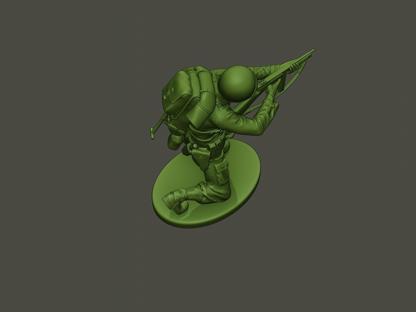 American soldier ww2 Shoot crouched A2 3D print model_11