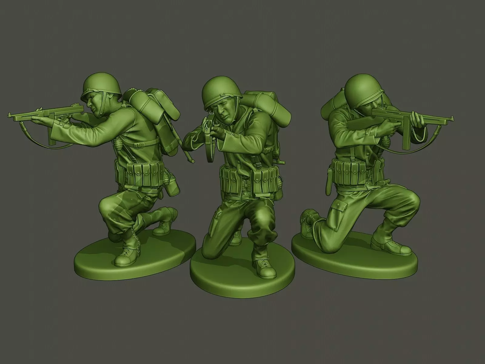 American soldier ww2 Shoot crouched A2 3D print model_0