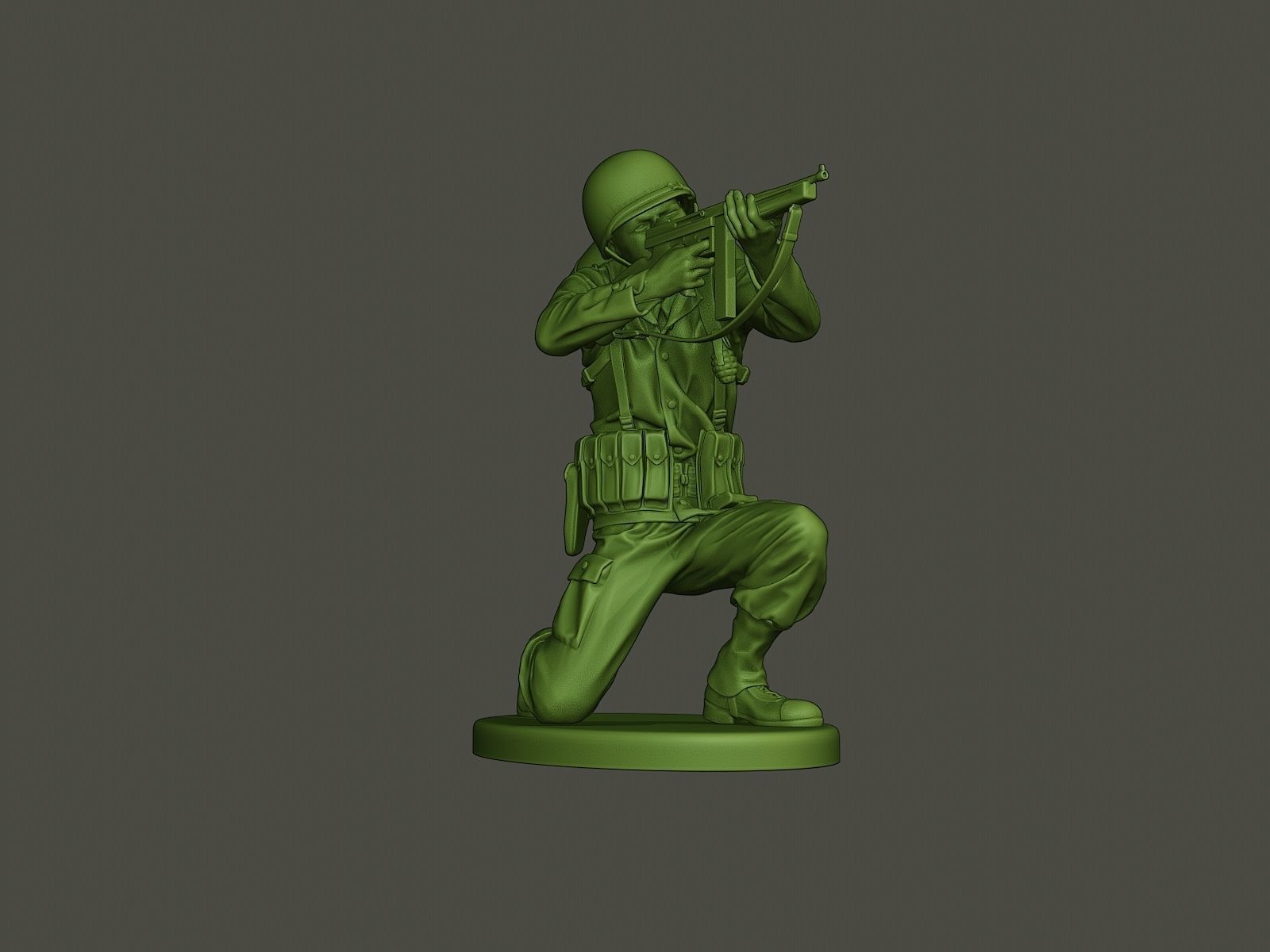 American soldier ww2 Shoot crouched A2 3D print model_17