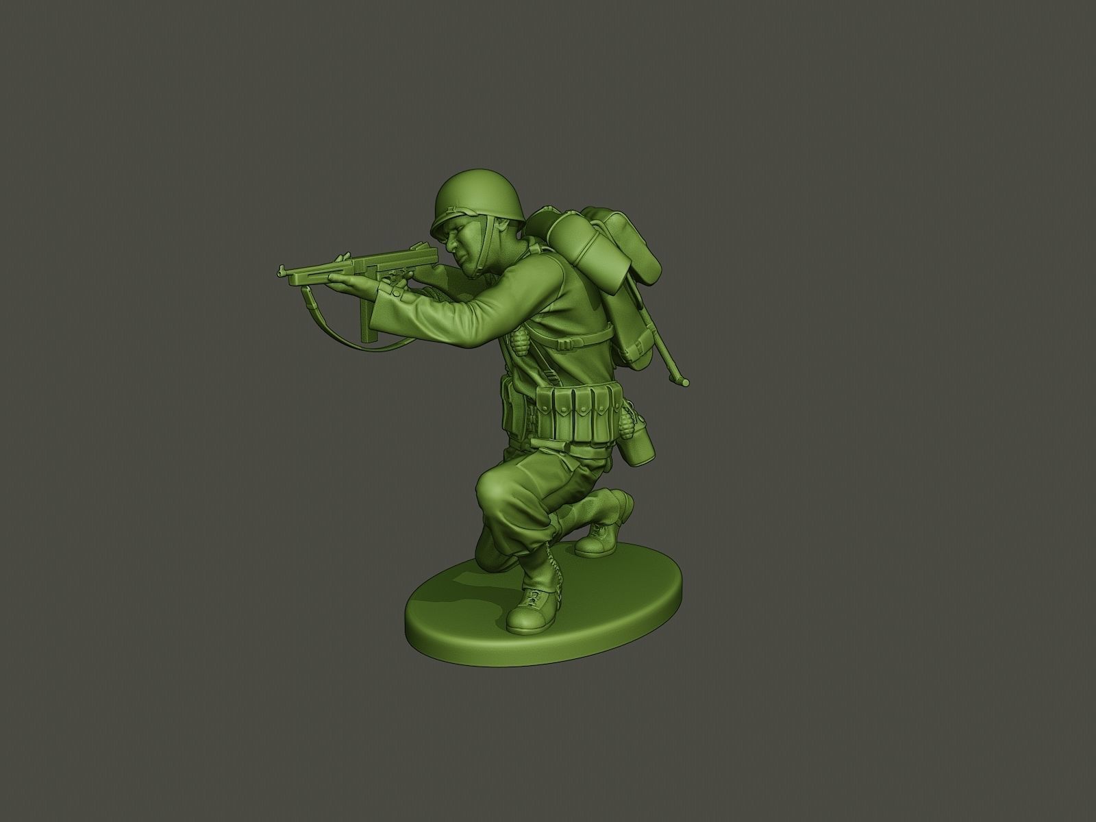 American soldier ww2 Shoot crouched A2 3D print model_1