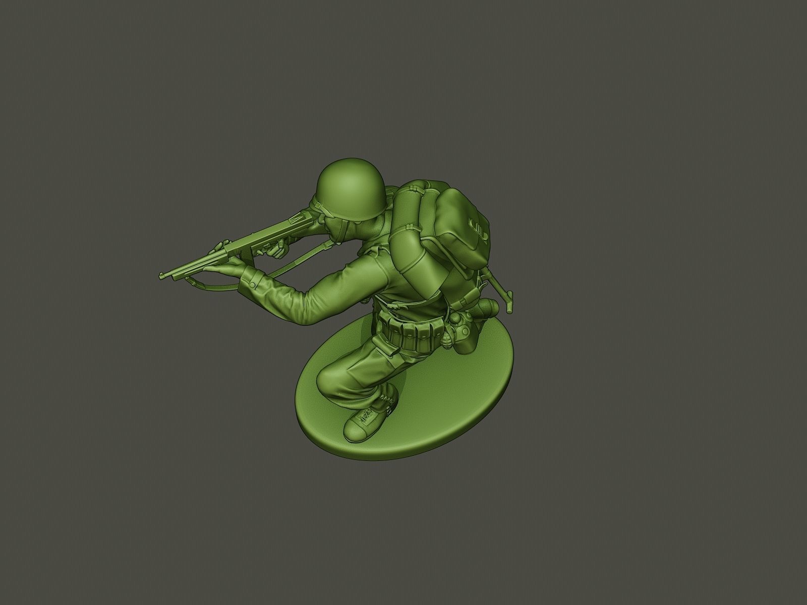 American soldier ww2 Shoot crouched A2 3D print model_18