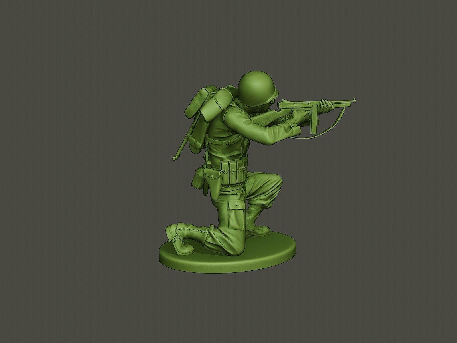American soldier ww2 Shoot crouched A2 3D print model_12