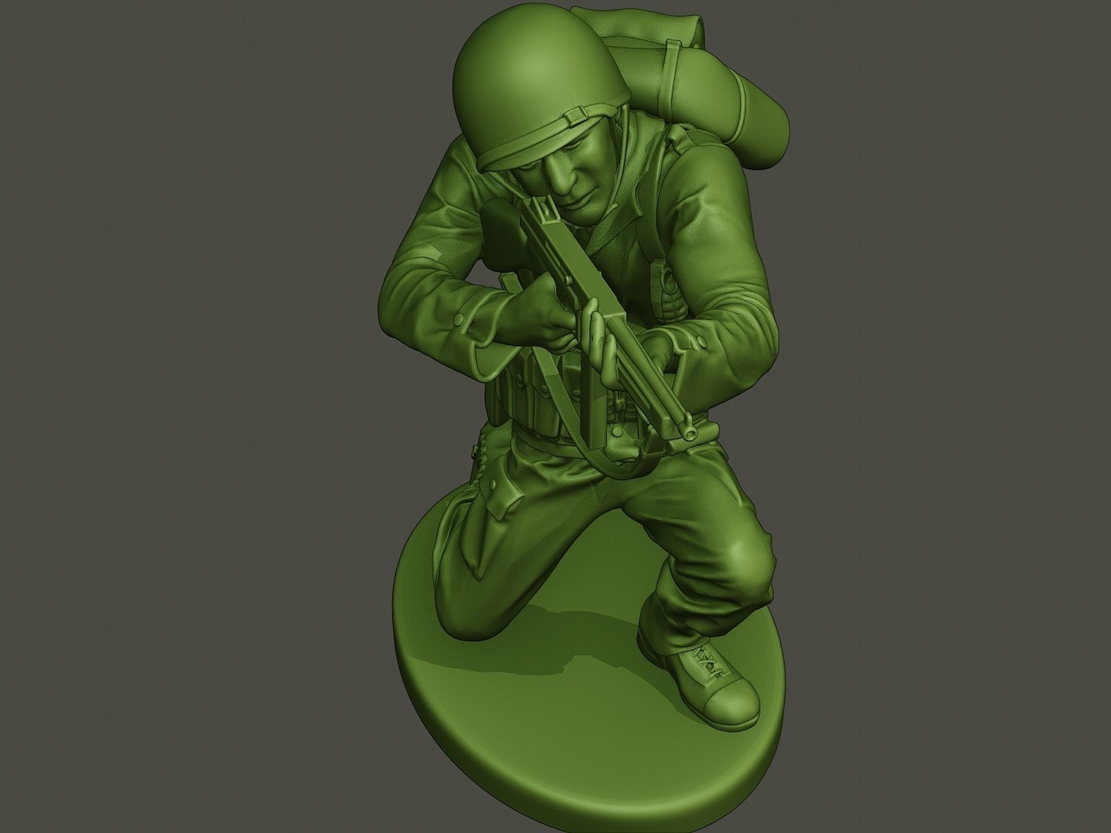 American soldier ww2 Shoot crouched A2 3D print model_8