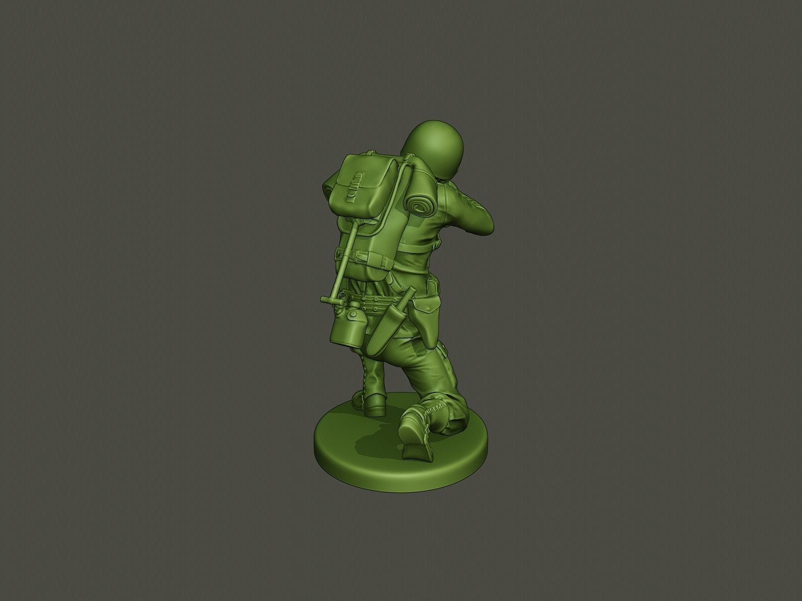 American soldier ww2 Shoot crouched A2 3D print model_5