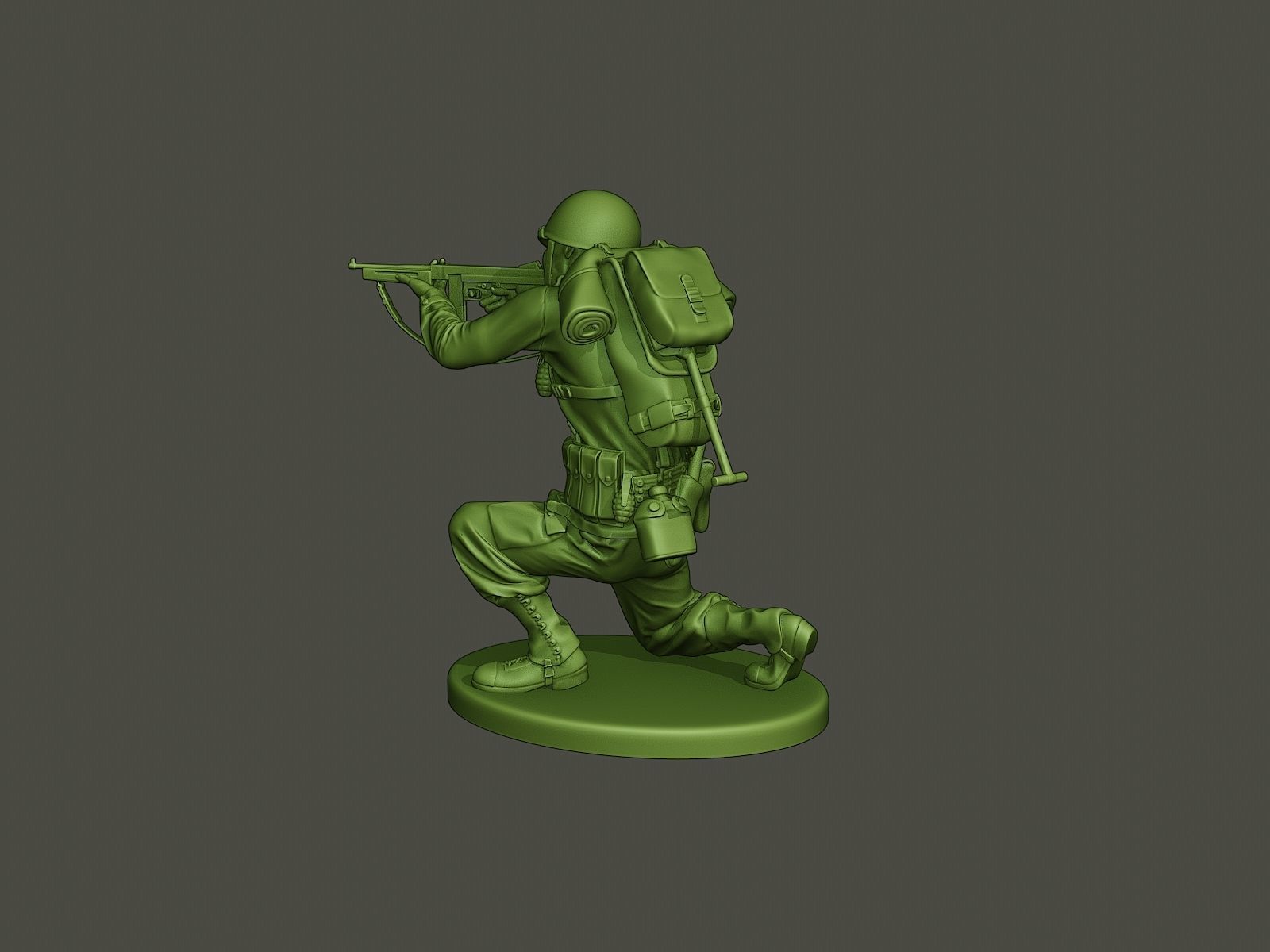American soldier ww2 Shoot crouched A2 3D print model_3