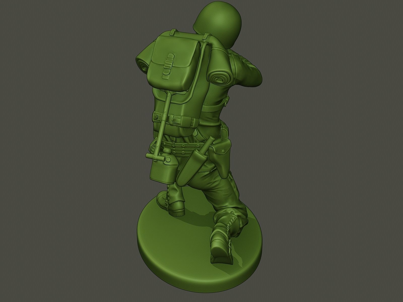 American soldier ww2 Shoot crouched A2 3D print model_10