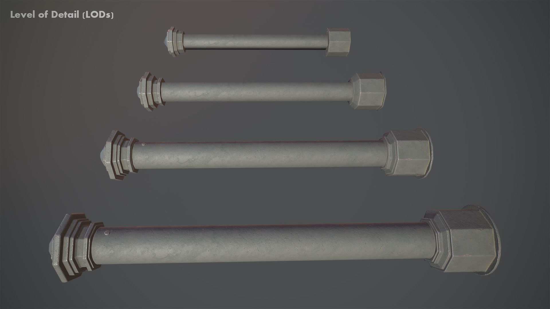 Barrier Bollard pack 3 Gray v3 Low-poly 3D model_19