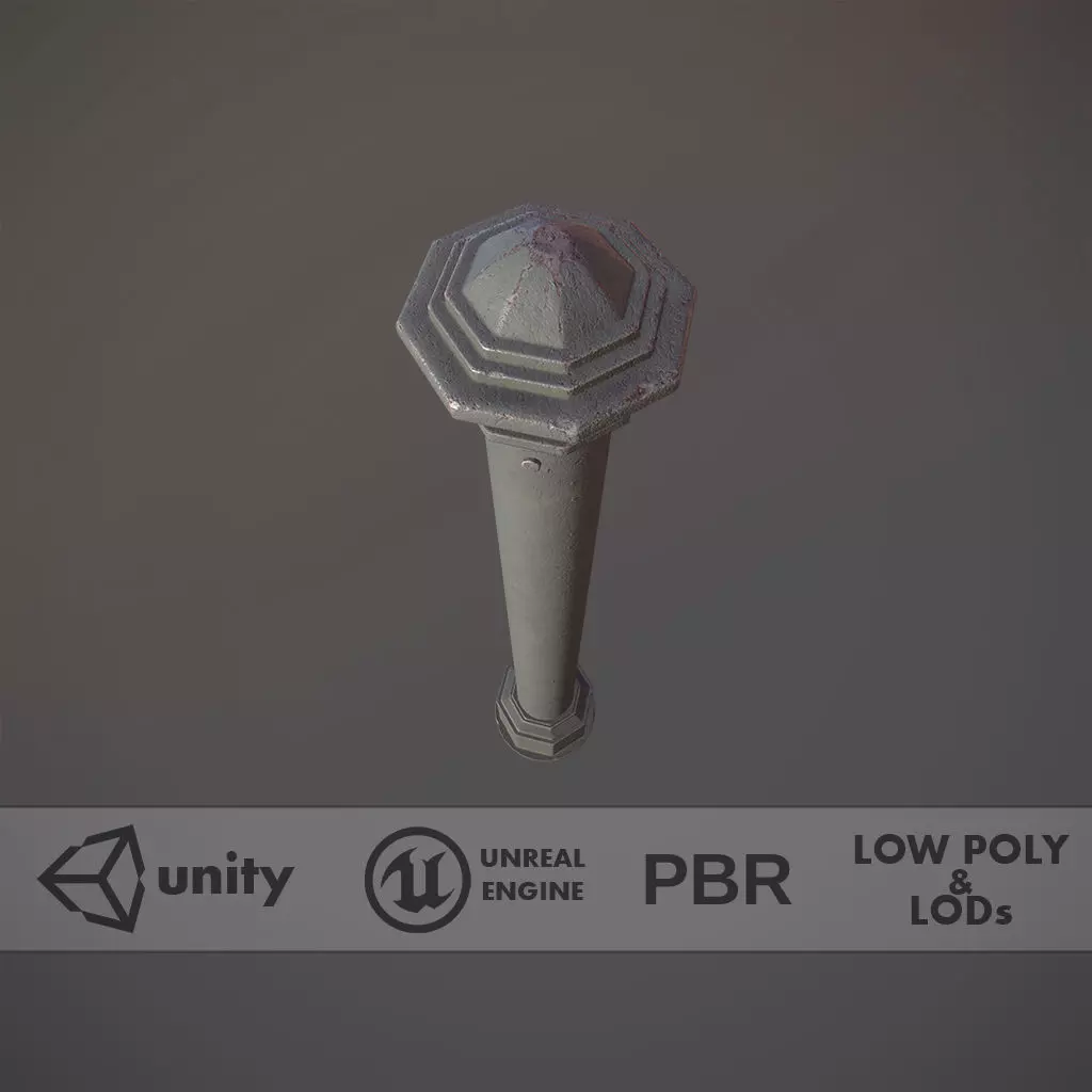 Barrier Bollard pack 3 Gray v3 Low-poly 3D model_0