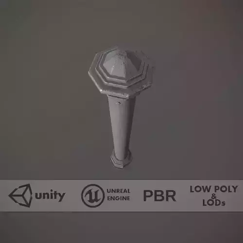 Barrier Bollard pack 3 Gray v3 Low-poly 3D model