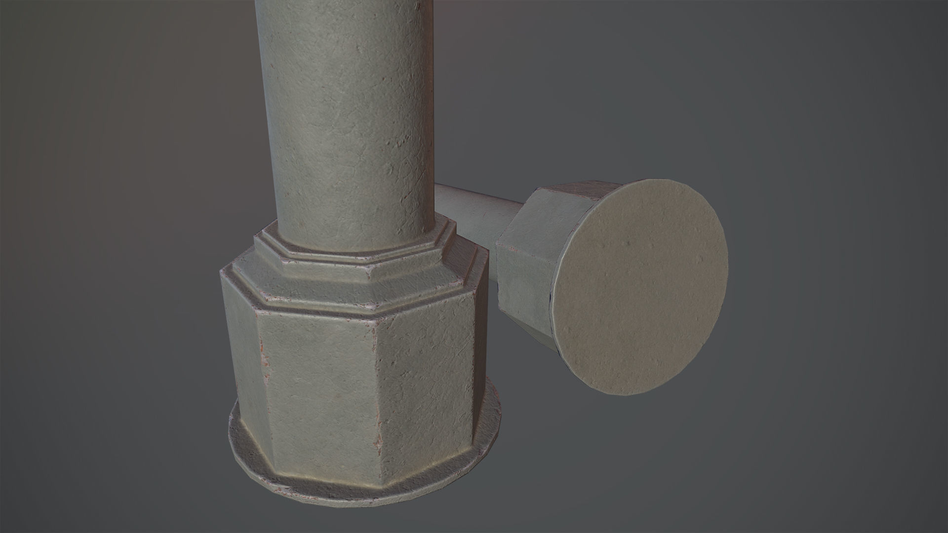 Barrier Bollard pack 3 Gray v3 Low-poly 3D model_8