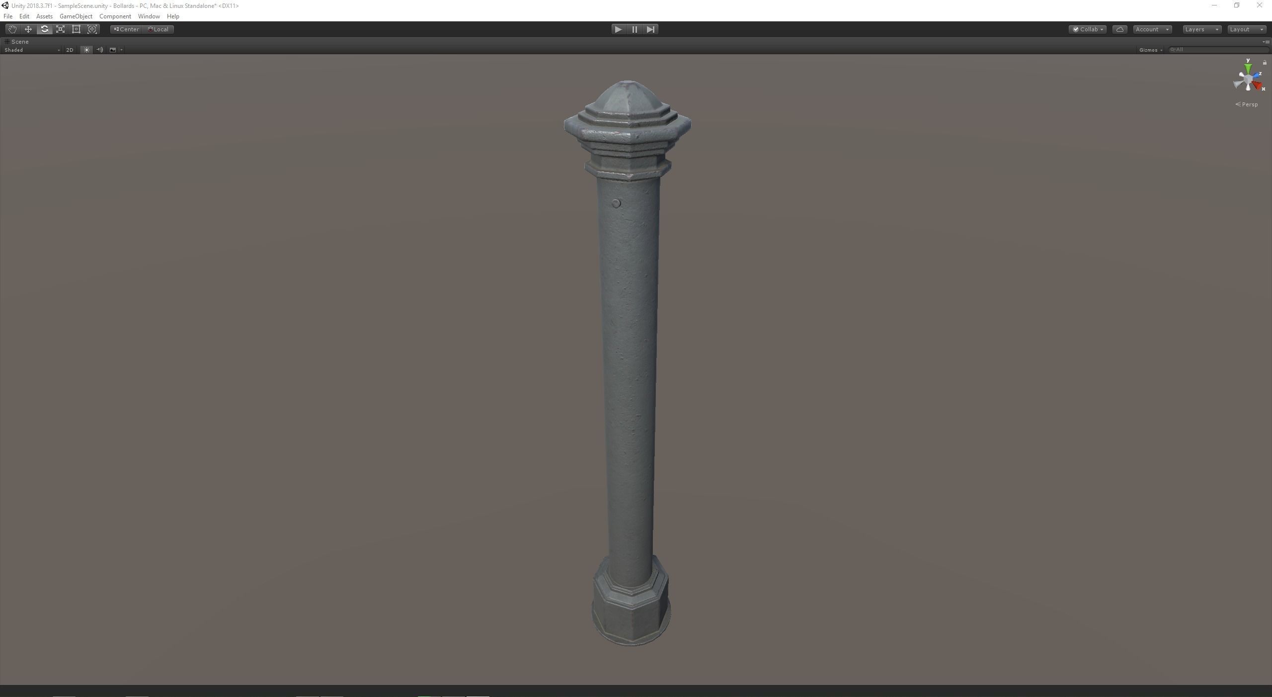 Barrier Bollard pack 3 Gray v3 Low-poly 3D model_20